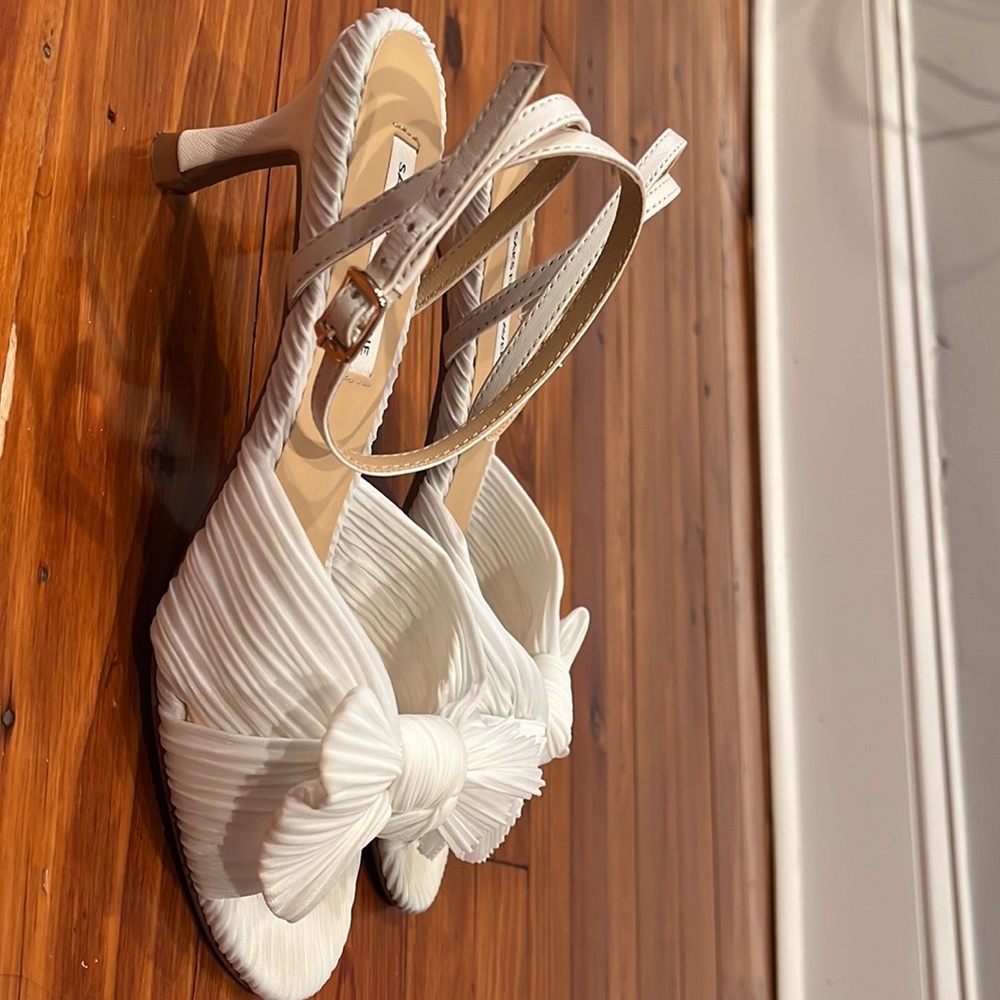 White bow kitten heels